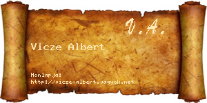 Vicze Albert névjegykártya